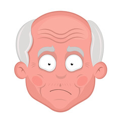 vector illustration face older man or grandfather cartoon blushing and an embarrassed expression