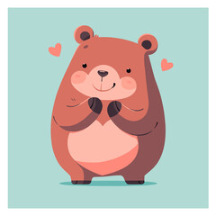 flat vector illustration of a brown bear