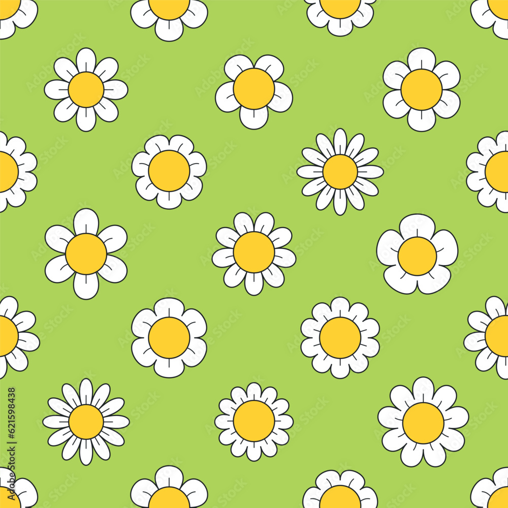 Poster daisy flower seamless pattern. a delightful and charming design featuring camomiles in a repeating o