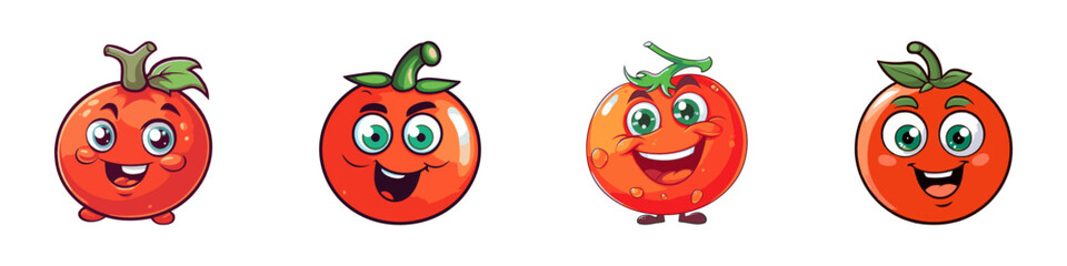 Tomato cartoon logo. Vector illustration.
