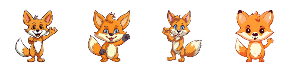 Fox in welcoming gesture. Cartoon vector illustration.