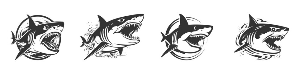 Shark logo isolated on a white background. Vector illustration.