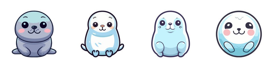 Cute little seal. Cartoon vector illustration.