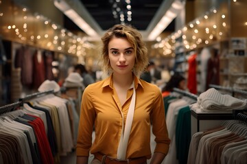 An average woman in a clothing store Generative AI