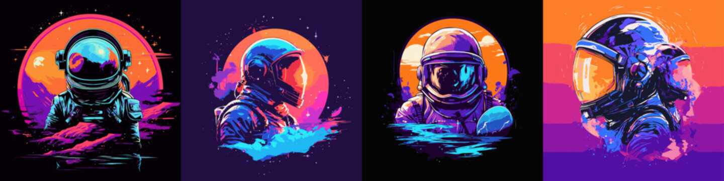 Astronaut neon vector illustration.