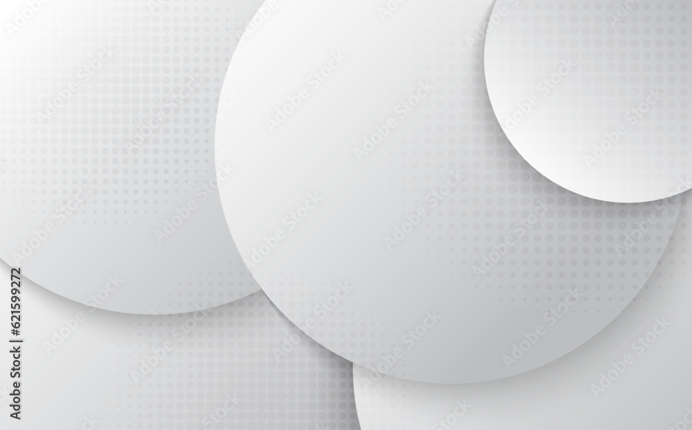 Poster abstract white and grey gradient pattern design of circle geometric design. overlapping with halfton