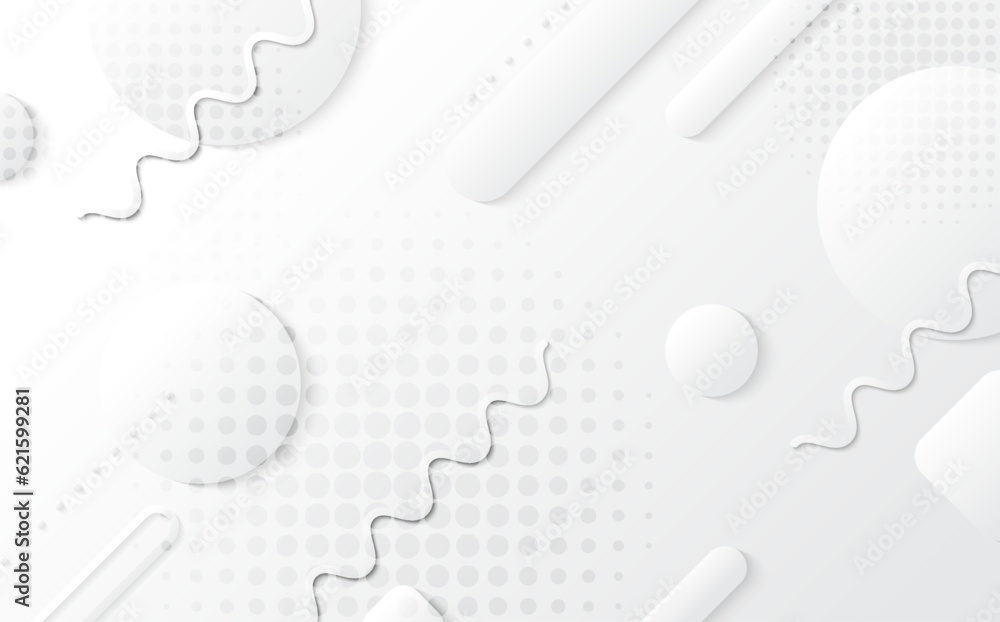 Poster abstract gradient white and grey color design with geometric shape decorative artwork. overlapping w