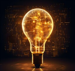 A light bulb with a background of diagrams Generative AI