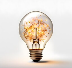Light bulb with business ideas on a white background Generative AI