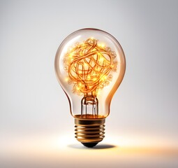 Light bulb with business ideas on a white background Generative AI