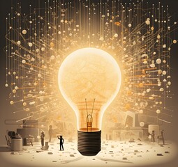The light bulb is on top of an image that shows business concept Generative AI