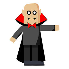 Cartoon Dracula character. Halloween boy Dracula Vector illustration