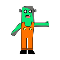 Cartoon frankenstein character. Halloween boy Frankenstein Vector illustration.