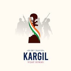 26th July Kargil Vijay Diwas Design Concept With Indian Flag and Army Social Media Post