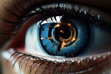 Futuristic eye technology, digital iris