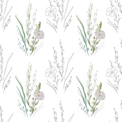 seamless pattern field herbs and flowers 4