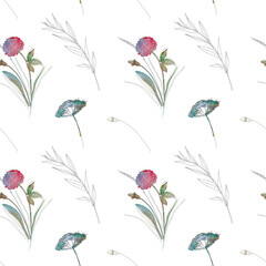 seamless pattern field herbs and flowers 6