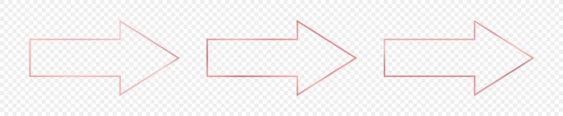 Rose gold glowing arrow shape frame