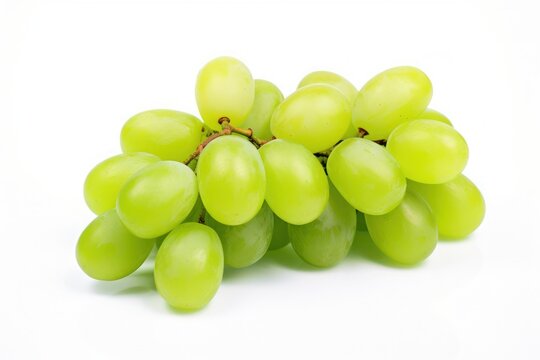 green grapes isolated on solid white background, created by Generative AI