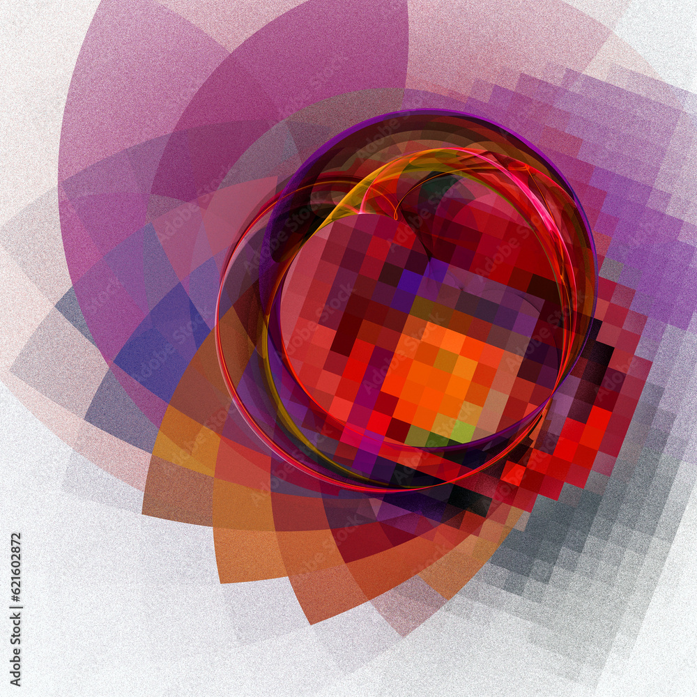 Poster colorful mosaic pattern on a light background. abstract fractal texture. 3d rendering 3d illustratio