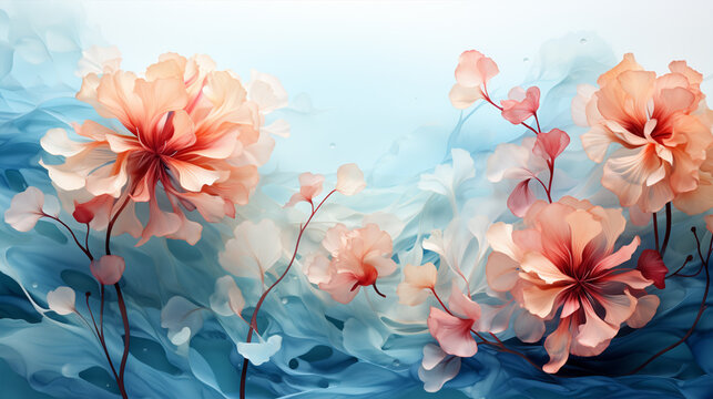 illustration of roses on blue background, generative ai