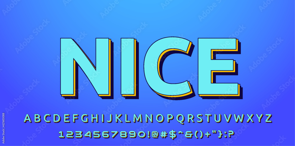 Fototapete nice 3d script text effect. editable fancy font style template perfect for logotype, heading
