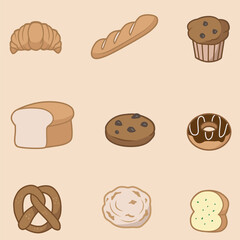 icons set Breads and cakes for your asset 