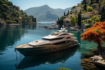 luxury yacht. Travel cruise concept. AI generated, human enhancement