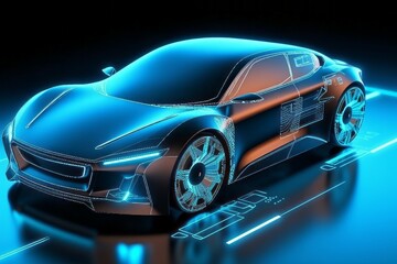 Obraz na płótnie Canvas The concept of a modern electric car with autopilot. AI generated, human enhanced