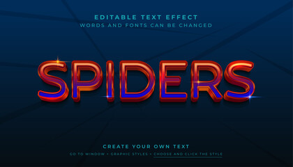 Premium Vector, Editable 3D copper bronze text effect. Shiny metallic spider graphic style