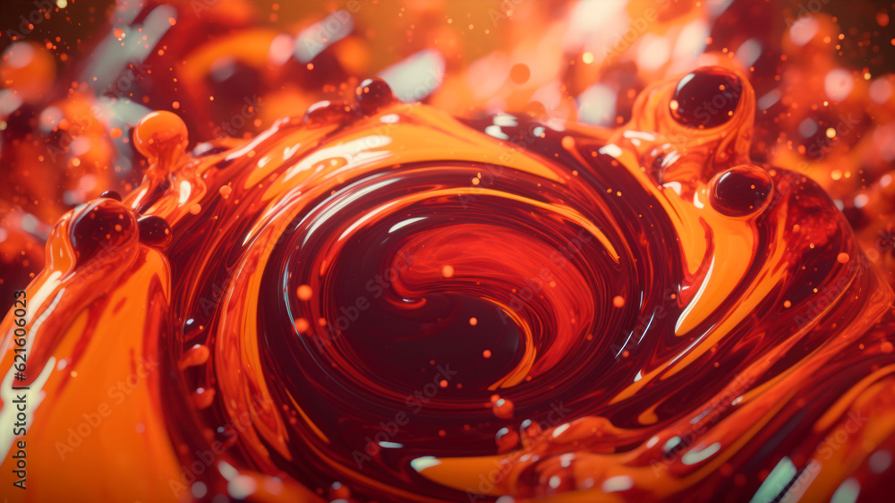 Poster abstract background with red and orange paint splashes generative ai