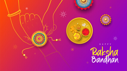 Fototapeta premium Happy Raksha Bandhan Greeting Background Template Vector Illustration