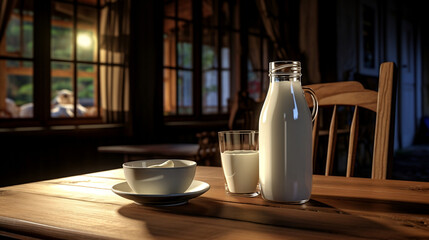 A glass of cow's milk  new quality universal colorful festive image design illustration, generative ai