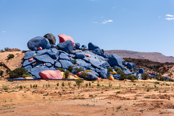 Famous painted rocks in the Tafraoute valley in Southern Morocco