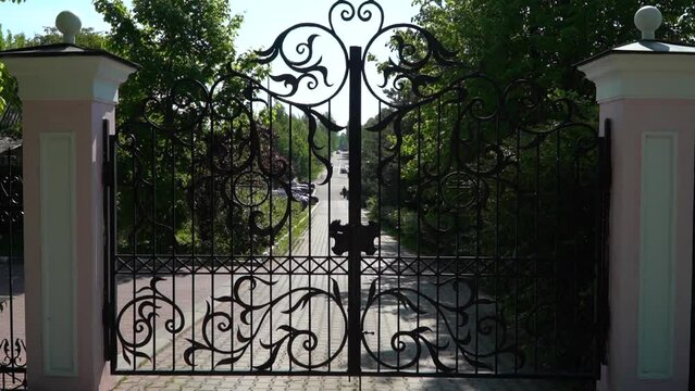 Forged iron gates of the fence Church