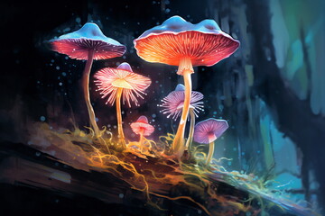 Psilocybin mushrooms. Commonly known as magic mushrooms, a group of fungi that contain psilocybin which turns into psilocin upon ingestion and cause the psychedelic effects.