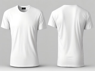 Men Blank T-Shirt Mockup isolated on gray background. Front and back view. AI Generative