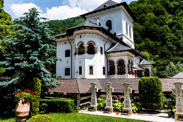 Fototapeta na wymiar Lainici orthodox monastery from Defileul Jiului National Park.