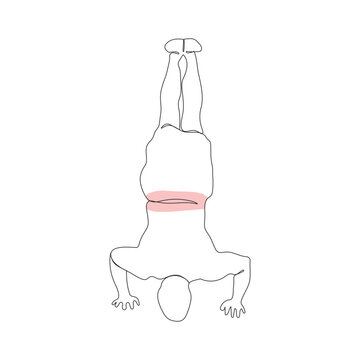 recommend clip art: Fit and Muscular Young Man is doing a handstand Continuous line drawing. fit man does workout Continuous line drawing. muscular guy line art. healthy lifestyle