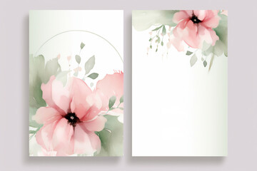 Cards with flowers. Can be used as an invitation card for wedding, thank you card, rsvp, details, menu, welcome, birthday and other holiday and summer background