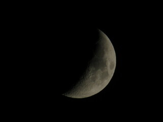 beautiful crescent moon satellite planet far away craters