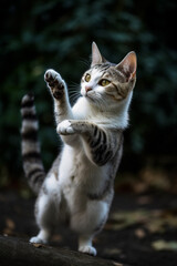 Generative AI illustrations, Cute kitten playing with a butterfly