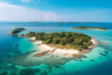 Top view of crystal clear turquoise water. Aerial view of the rippled texture of sea surface background