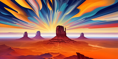Fototapeta na wymiar Monument Valley landscape. AI generated illustration
