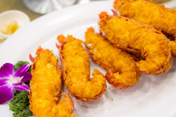 Baked lobster with cheese seafood dish
