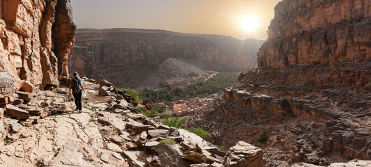 Panoramic view of famous Amtoudi gorge in the Anti-Atlas mountains