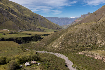 Scenic drive from Cachi to Salta - beautiful landscape around the Los Cardones National Park in Argentina, South America