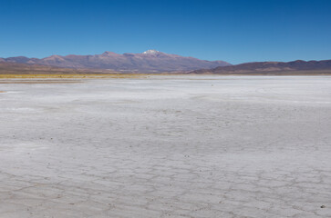 Exploring the huge salt flats Salinas Grandes de Jujuy in northern Argentina while traveling South America 