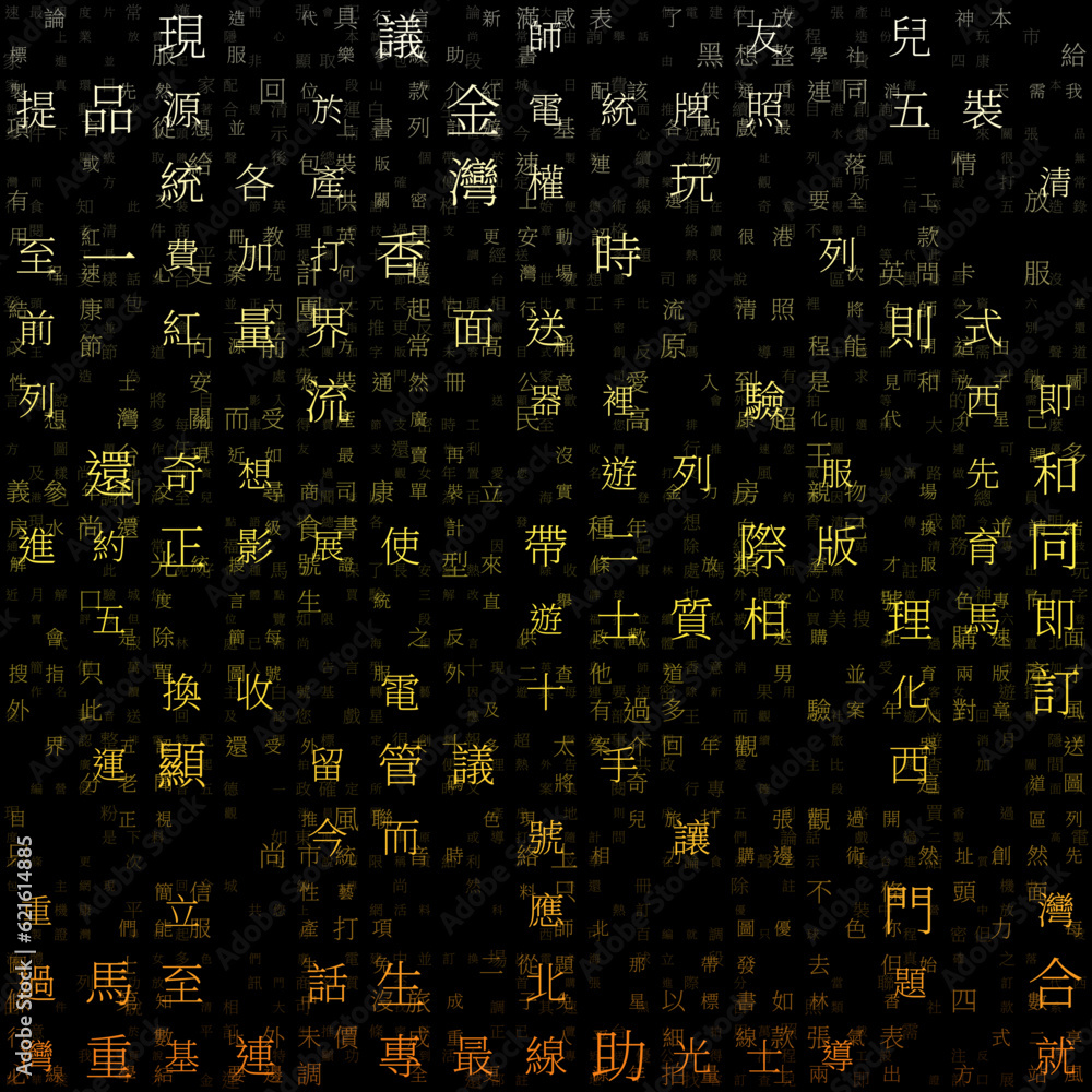 Poster abstract matrix background. random characters of chinese simplified alphabet (hong kong). gradiented