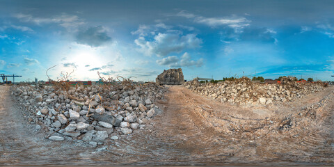 demolition stockpile mannheim port area 360° vr environment panorama - obrazy, fototapety, plakaty